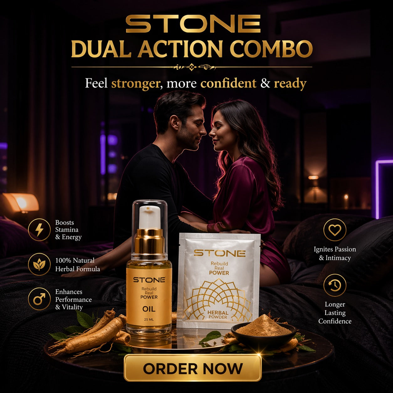 Stone Oil + Herbal Powder Combo Pack